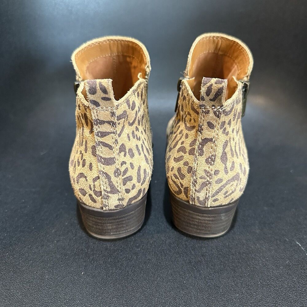 Lucky Brand Leopard Animal Print Ankle Bootie Zip Round Toe 7.5 M Festival Boho - Picture 5 of 8